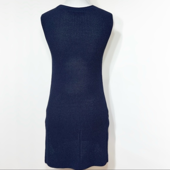 SOLD-Athleta Navy Blue Sleeveless Crochet Knit Long Tunic Top - Picture 6 of 12